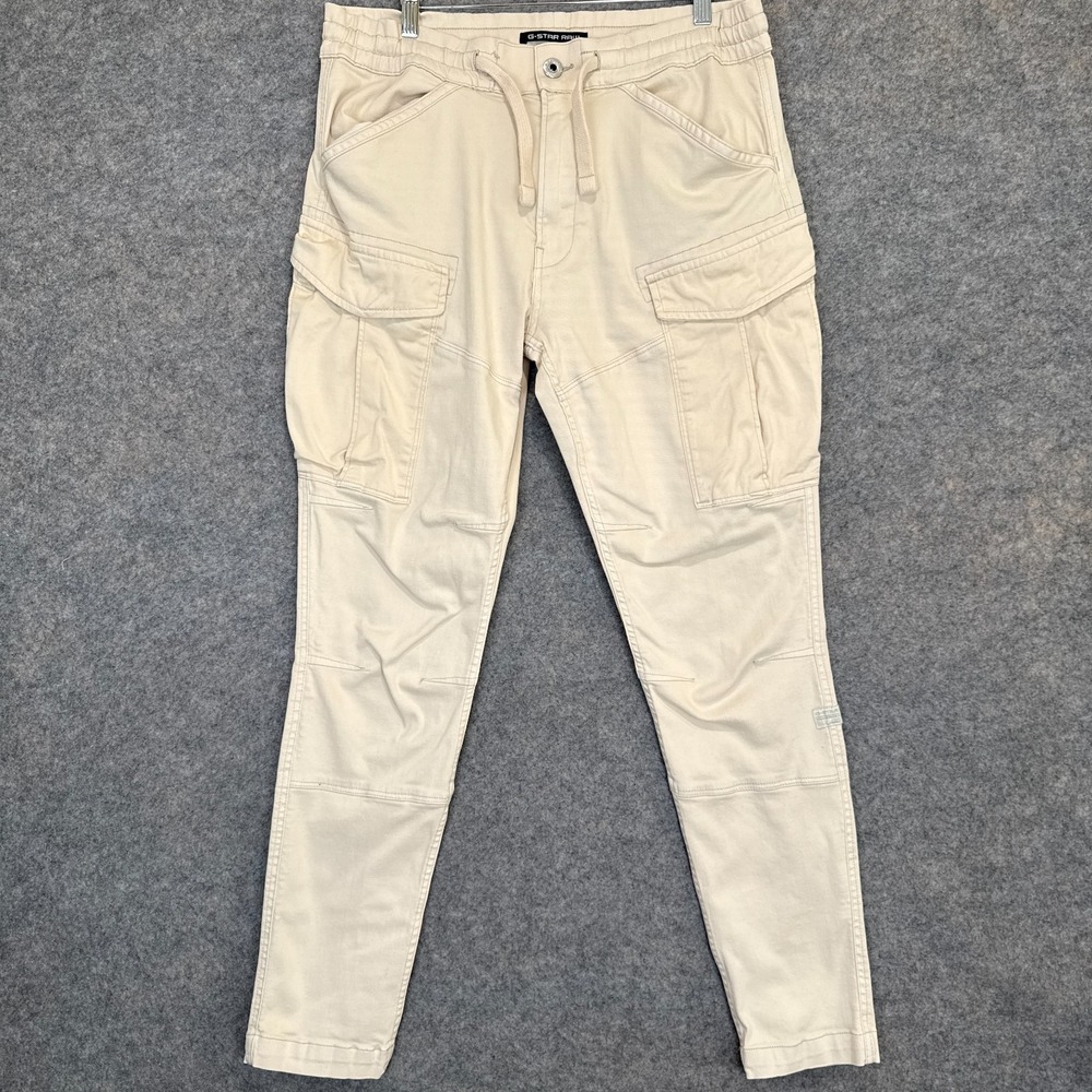 G-Star Raw Rovic Slim Trainer Cargo Pants Mens 31x32 Cream Off White Drawstring